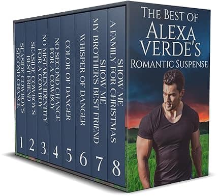 Image of handsome man against dramatic sunset, cover for ebook set The Best of Alexa Verde's Romantic Suspense